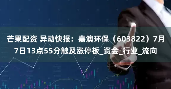 芒果配资 异动快报：嘉澳环保（603822）7月7日13点55分触及涨停板_资金_行业_流向